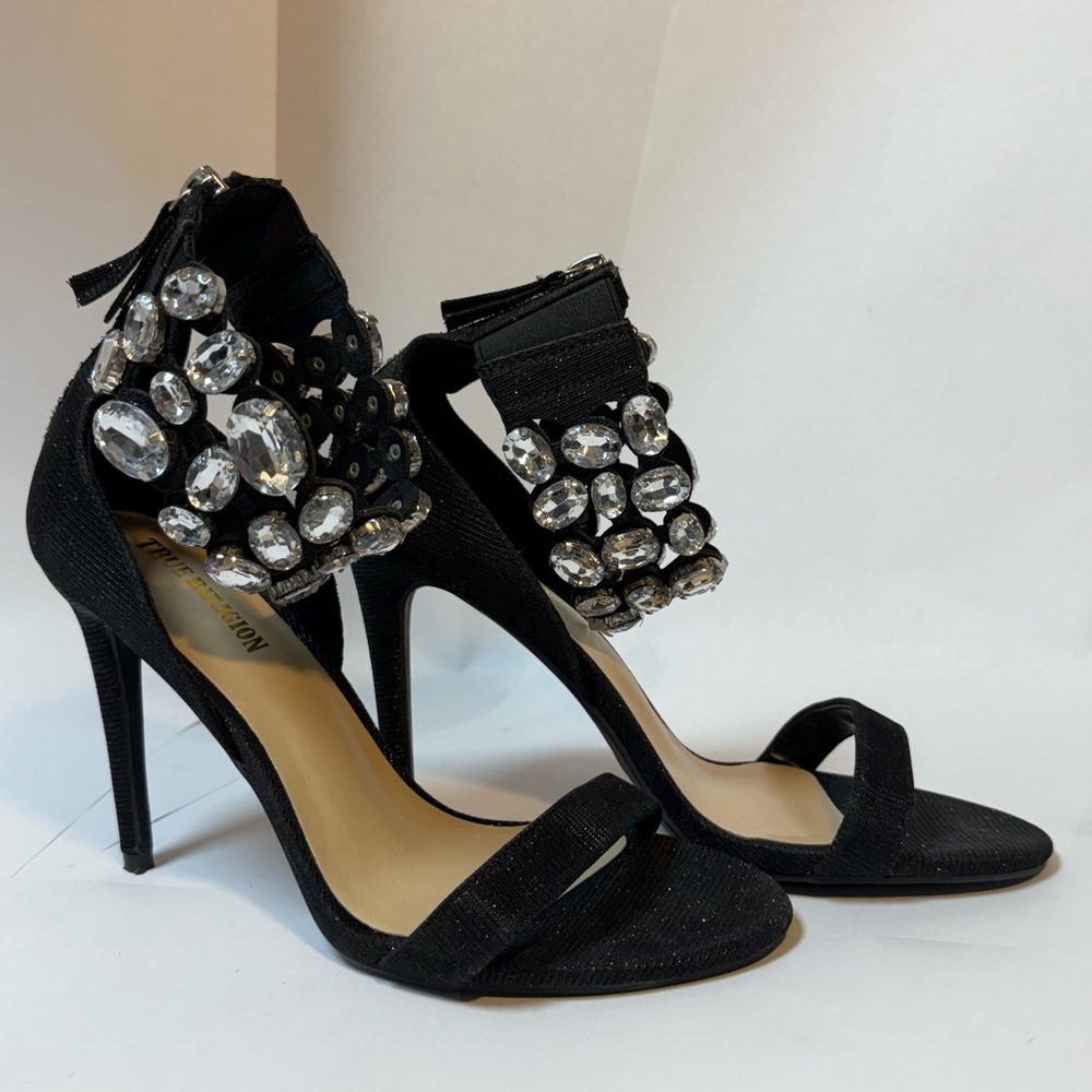 Rhinestoned Ankle Strap Sandal by TRUE RELIGION